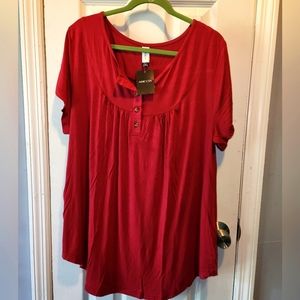 NWT amclos women's v neck soft flowy pleats tunic casual blouse